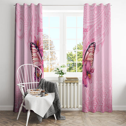 Faith Hope Love Butterfly Pink Ribbon Personalised Window Curtain Polynesian Tribal Pattern