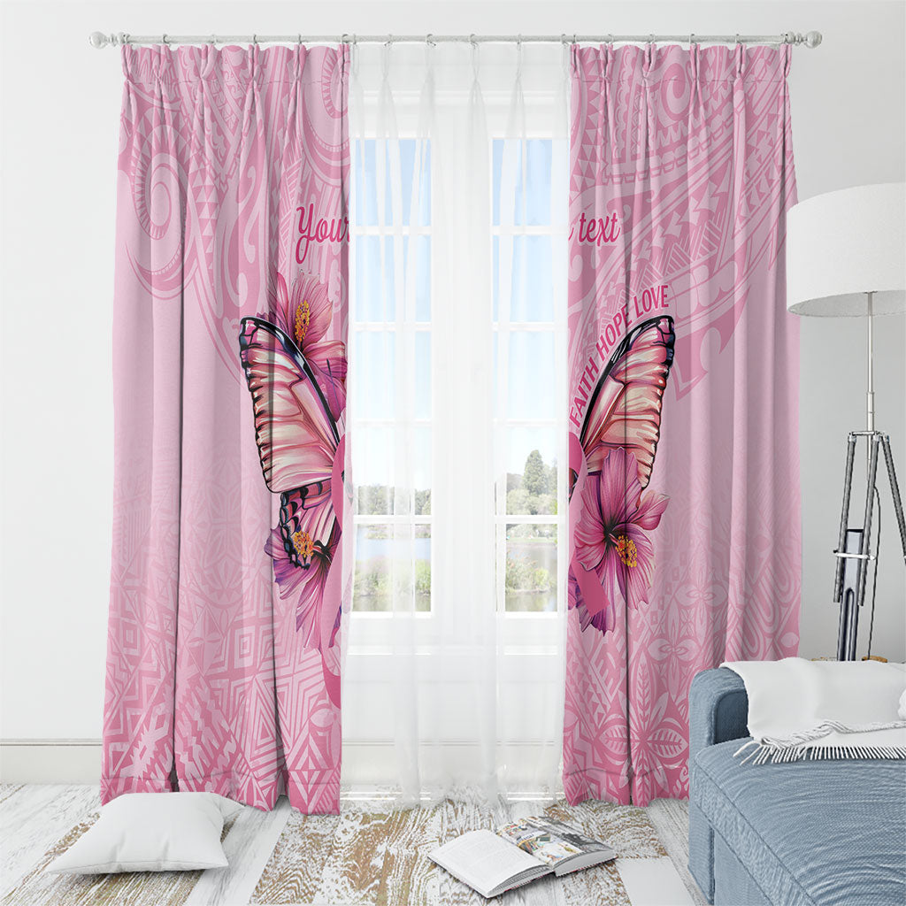 Faith Hope Love Butterfly Pink Ribbon Personalised Window Curtain Polynesian Tribal Pattern