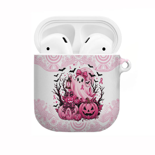 Aboriginal Pink Ghost Pumpkin AirPods Case Aboriginal Halloween Wear Pink