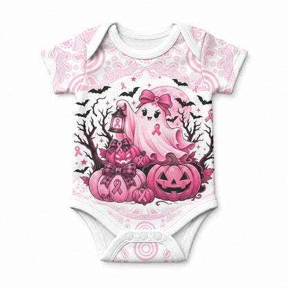 Aboriginal Pink Ghost Pumpkin Baby Onesie Aboriginal Halloween Wear Pink