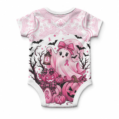 Aboriginal Pink Ghost Pumpkin Baby Onesie Aboriginal Halloween Wear Pink