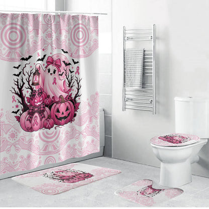 Aboriginal Pink Ghost Pumpkin Bathroom Set Aboriginal Halloween Wear Pink