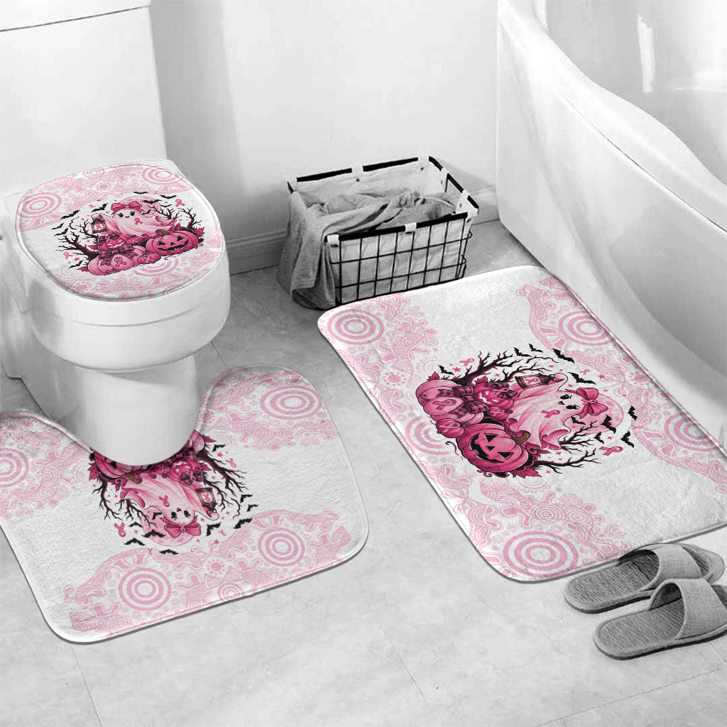 Aboriginal Pink Ghost Pumpkin Bathroom Set Aboriginal Halloween Wear Pink