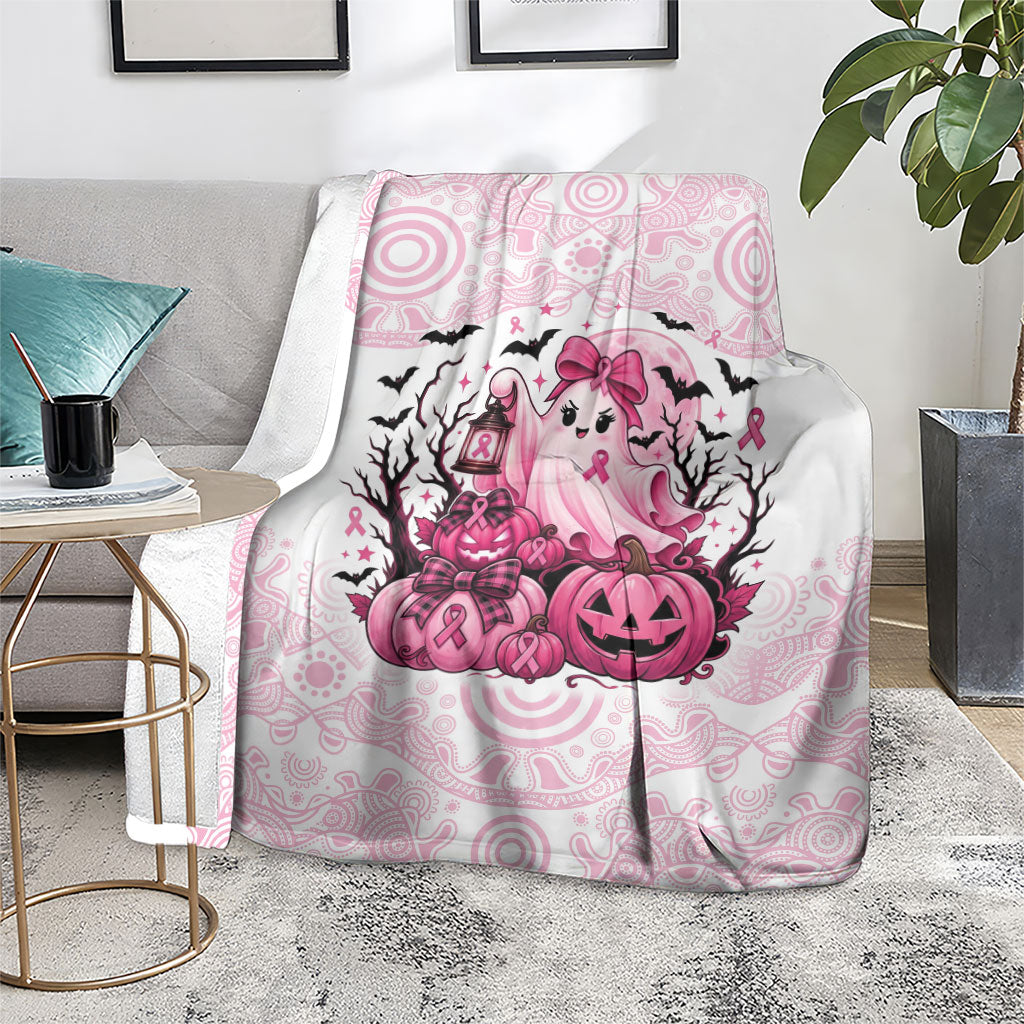 Aboriginal Pink Ghost Pumpkin Blanket Aboriginal Halloween Wear Pink