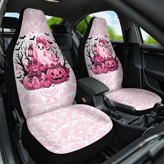Aboriginal Pink Ghost Pumpkin Car Seat Cover Aboriginal Halloween Wear Pink