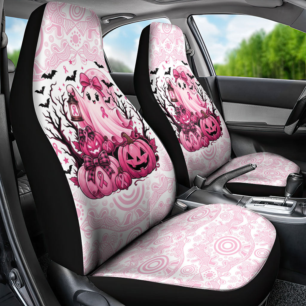 Aboriginal Pink Ghost Pumpkin Car Seat Cover Aboriginal Halloween Wear Pink