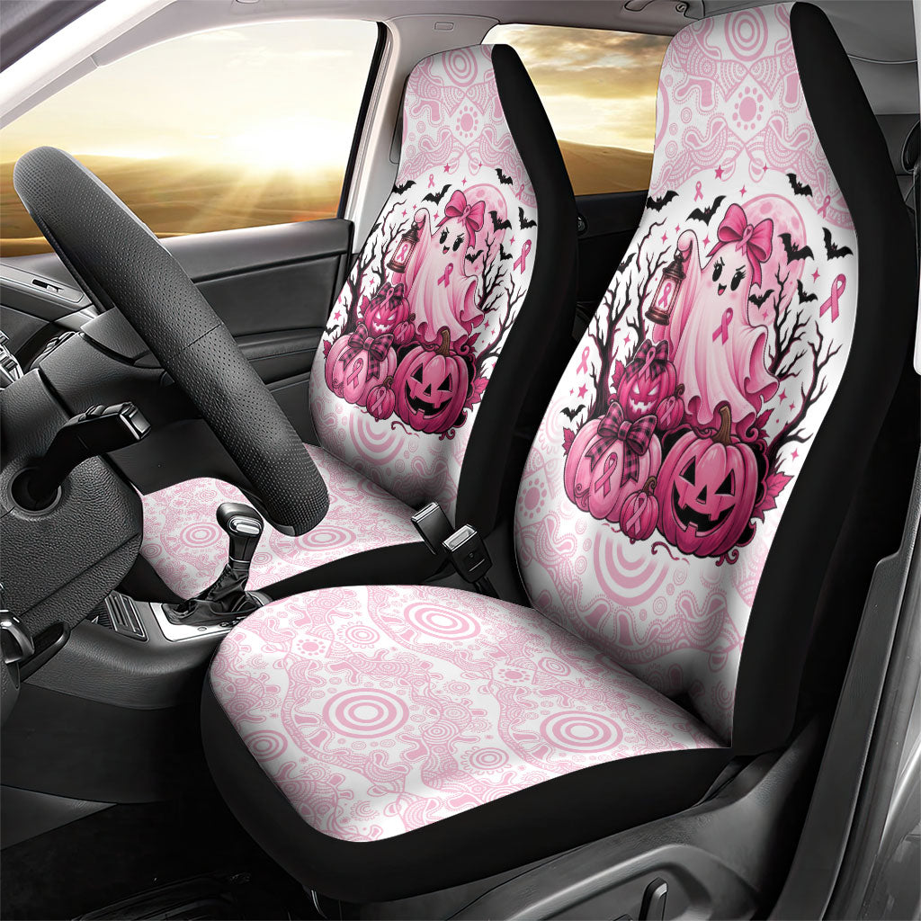 Aboriginal Pink Ghost Pumpkin Car Seat Cover Aboriginal Halloween Wear Pink