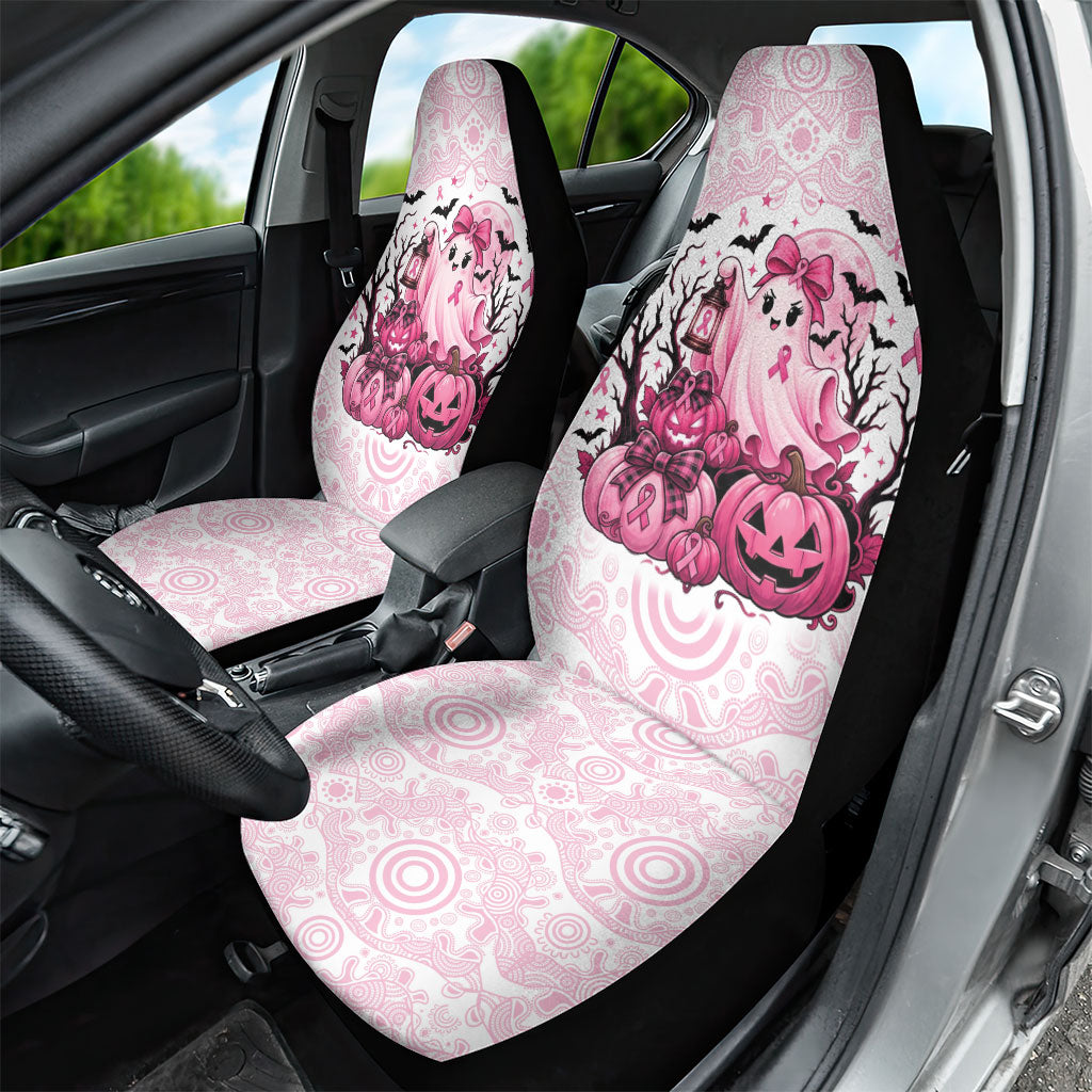 Aboriginal Pink Ghost Pumpkin Car Seat Cover Aboriginal Halloween Wear Pink
