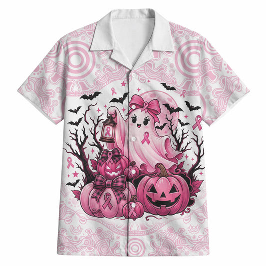 Aboriginal Pink Ghost Pumpkin Hawaiian Shirt Aboriginal Halloween Wear Pink