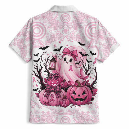 Aboriginal Pink Ghost Pumpkin Hawaiian Shirt Aboriginal Halloween Wear Pink