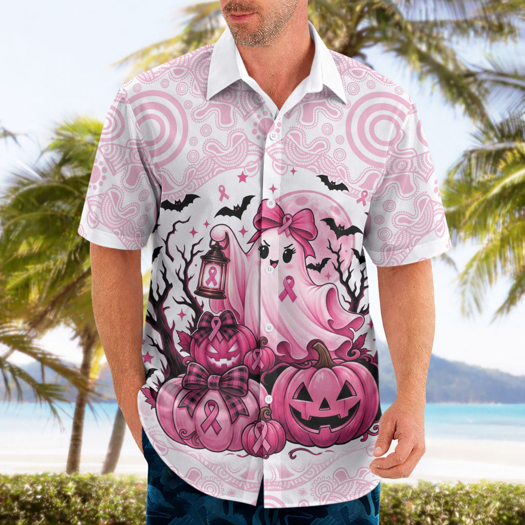 Aboriginal Pink Ghost Pumpkin Hawaiian Shirt Aboriginal Halloween Wear Pink