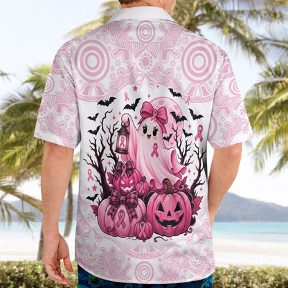 Aboriginal Pink Ghost Pumpkin Hawaiian Shirt Aboriginal Halloween Wear Pink