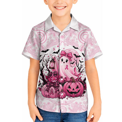Aboriginal Pink Ghost Pumpkin Hawaiian Shirt Aboriginal Halloween Wear Pink