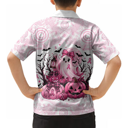 Aboriginal Pink Ghost Pumpkin Hawaiian Shirt Aboriginal Halloween Wear Pink