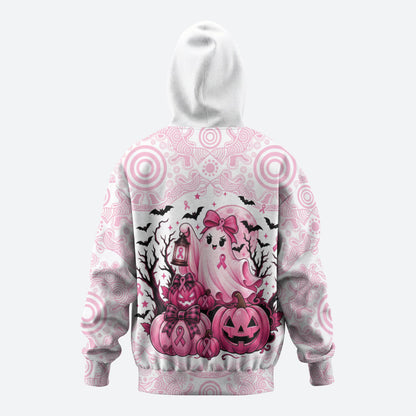 Aboriginal Pink Ghost Pumpkin Hoodie Aboriginal Halloween Wear Pink