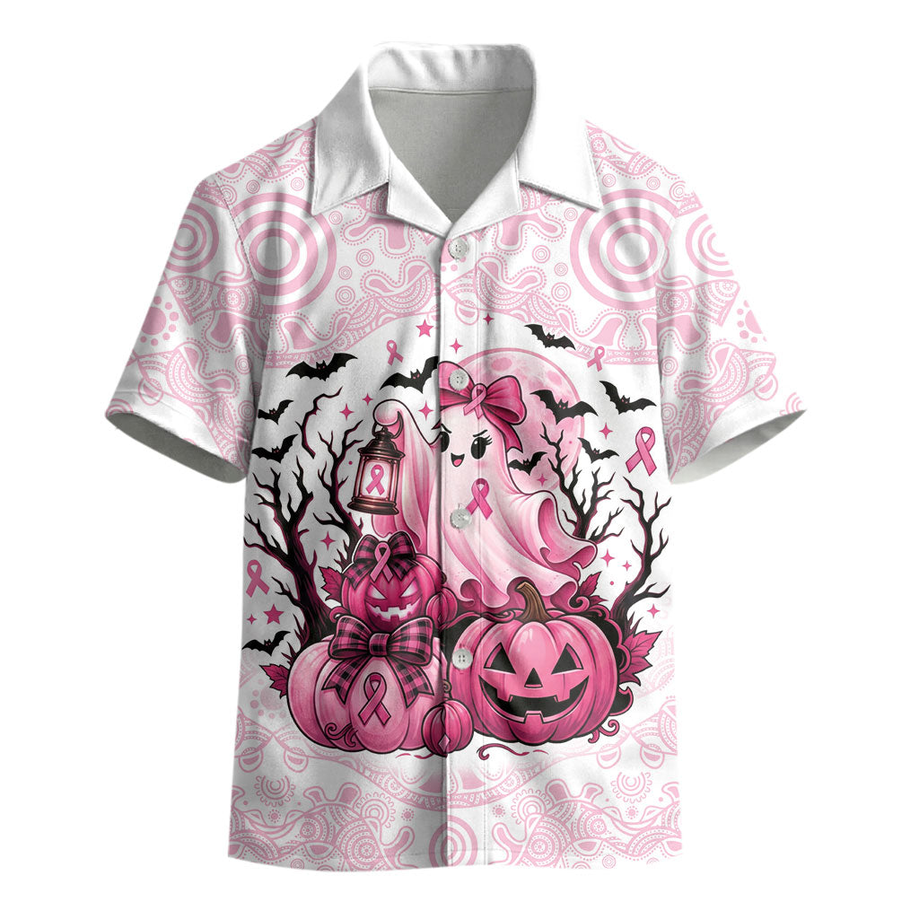 Aboriginal Pink Ghost Pumpkin Kid Hawaiian Shirt Aboriginal Halloween Wear Pink