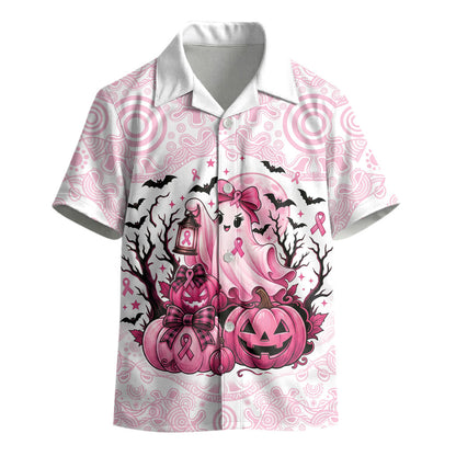 Aboriginal Pink Ghost Pumpkin Kid Hawaiian Shirt Aboriginal Halloween Wear Pink