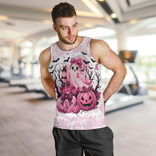 Aboriginal Pink Ghost Pumpkin Men Tank Top Aboriginal Halloween Wear Pink