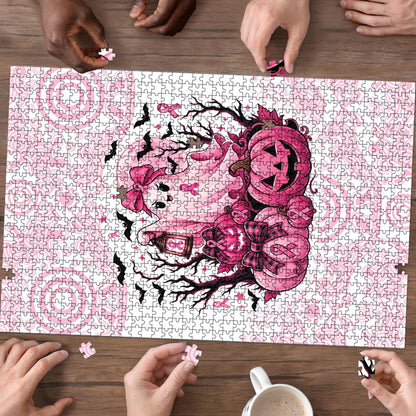 Aboriginal Pink Ghost Pumpkin Puzzle Aboriginal Halloween Wear Pink