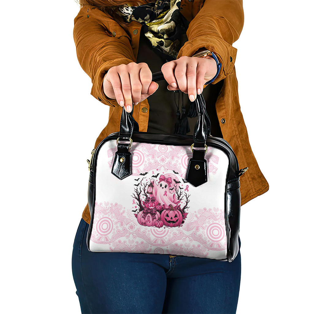 Aboriginal Pink Ghost Pumpkin Shoulder Handbag Aboriginal Halloween Wear Pink