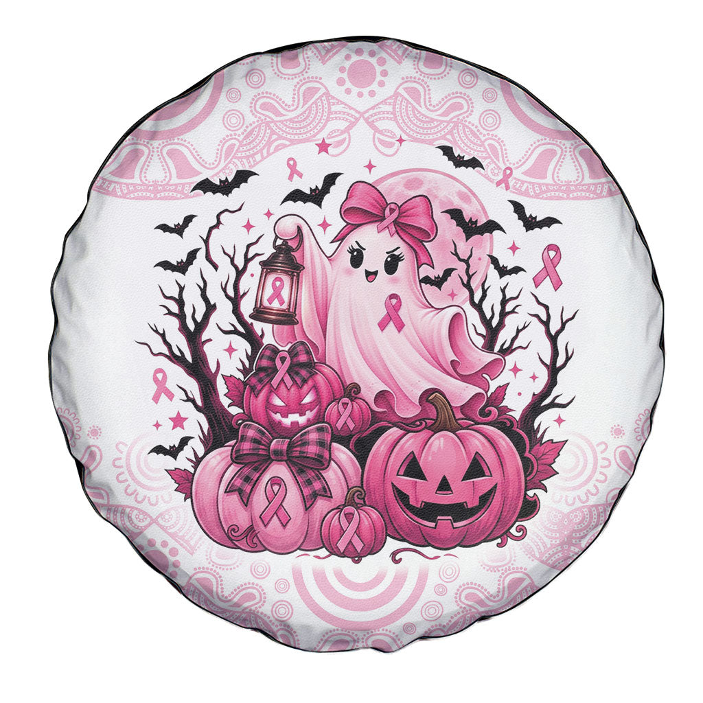 Aboriginal Pink Ghost Pumpkin Spare Tire Cover Aboriginal Halloween Wear Pink