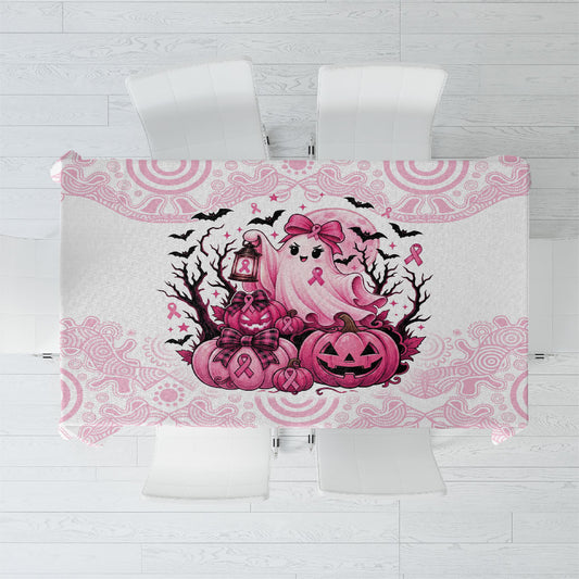 Aboriginal Pink Ghost Pumpkin Tablecloth Aboriginal Halloween Wear Pink