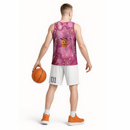 Boo for a Cure Pink Ghost Basketball Jersey Aboriginal Halloween Wear Pink