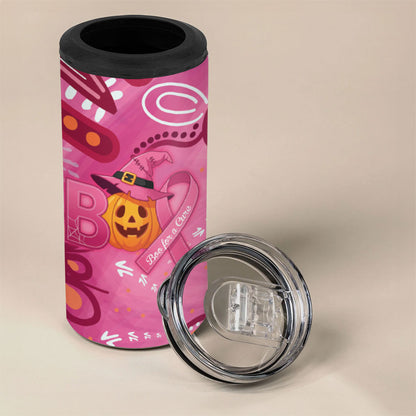 Boo for a Cure Pink Ghost 4 in 1 Can Cooler Tumbler Aboriginal Halloween Wear Pink