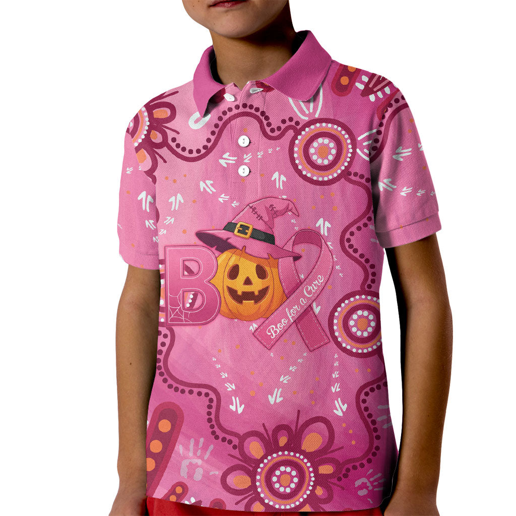 Boo for a Cure Pink Ghost Kid Polo Shirt Aboriginal Halloween Wear Pink