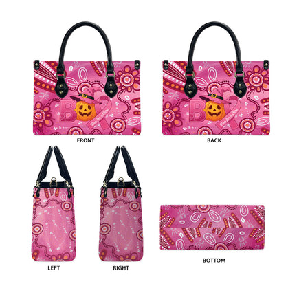 Boo for a Cure Pink Ghost Leather Bag Aboriginal Halloween Wear Pink
