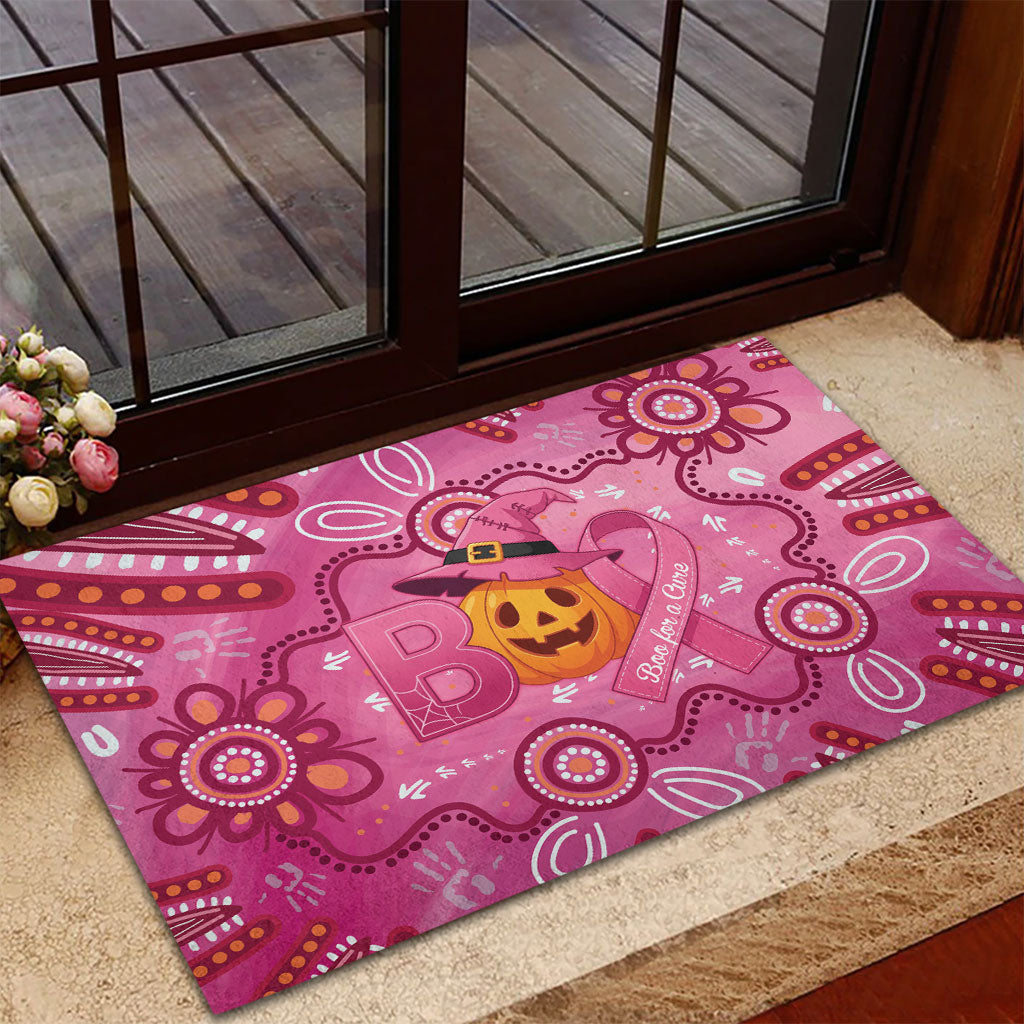 Boo for a Cure Pink Ghost Rubber Doormat Aboriginal Halloween Wear Pink