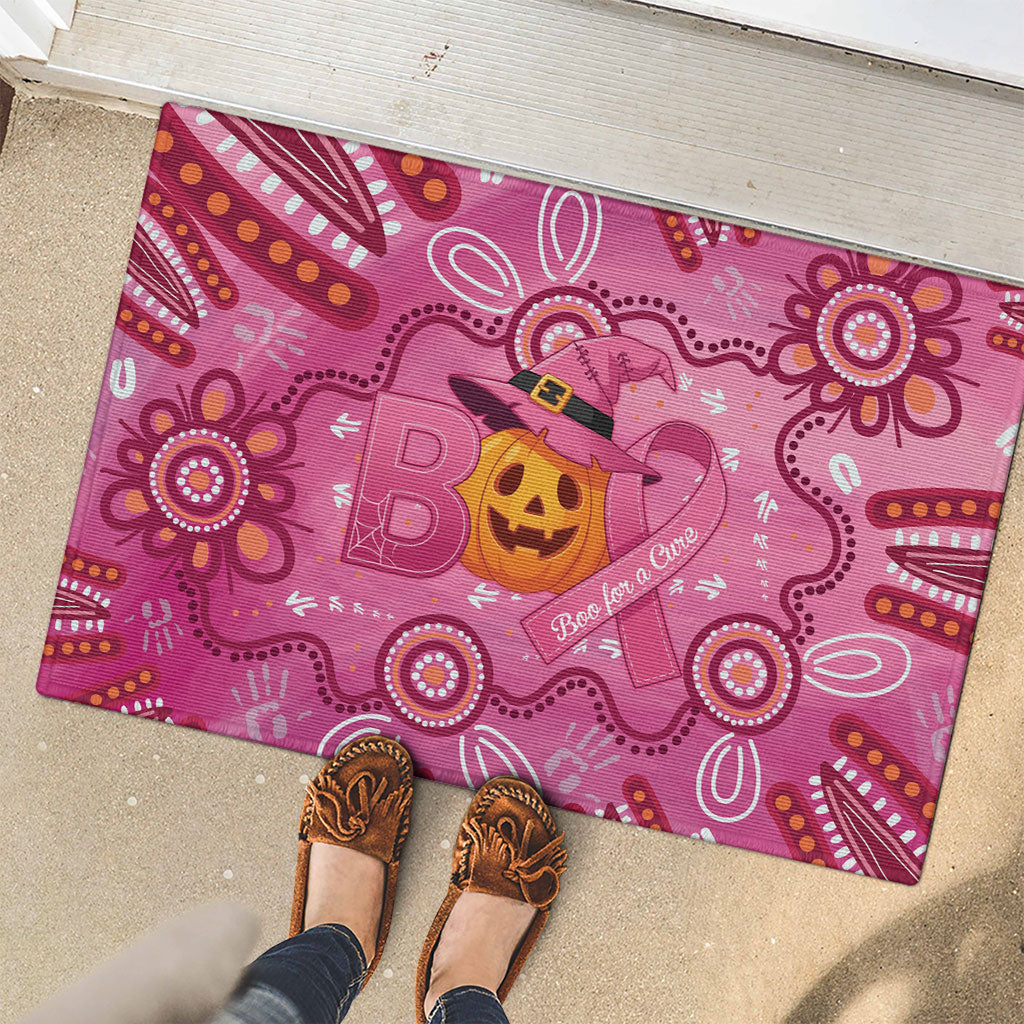 Boo for a Cure Pink Ghost Rubber Doormat Aboriginal Halloween Wear Pink