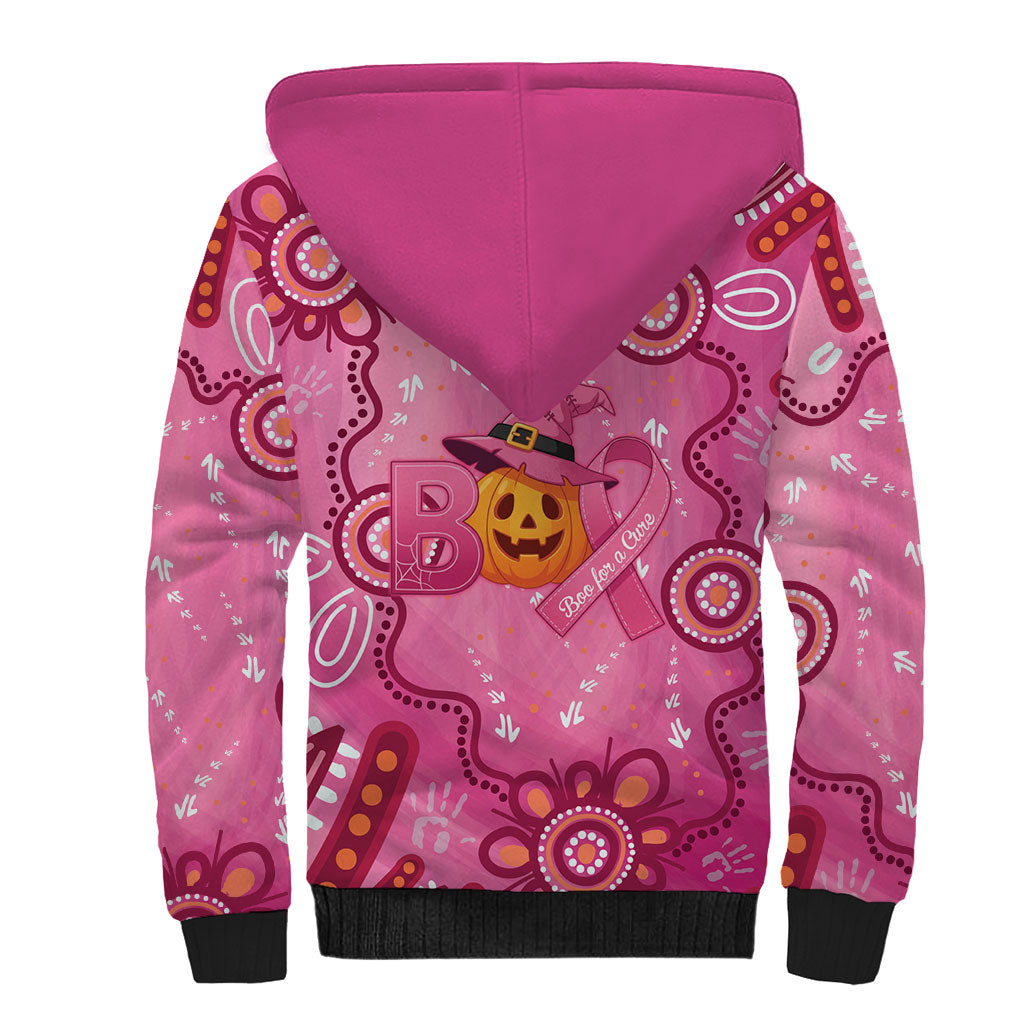 Boo for a Cure Pink Ghost Sherpa Hoodie Aboriginal Halloween Wear Pink