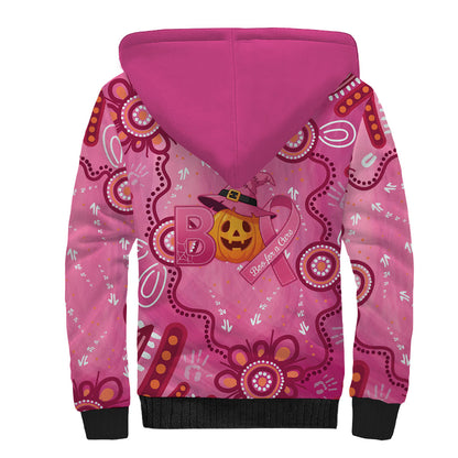 Boo for a Cure Pink Ghost Sherpa Hoodie Aboriginal Halloween Wear Pink