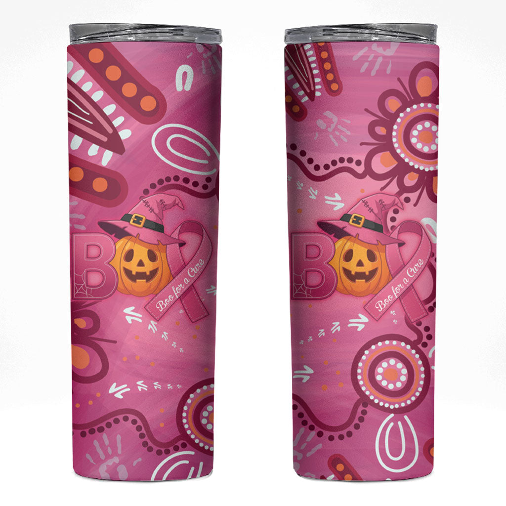 Boo for a Cure Pink Ghost Skinny Tumbler Aboriginal Halloween Wear Pink