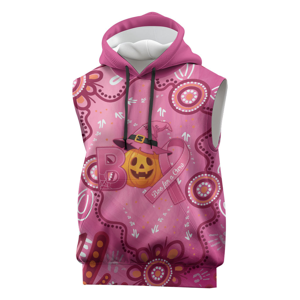 Boo for a Cure Pink Ghost Sleeveless Hoodie Aboriginal Halloween Wear Pink