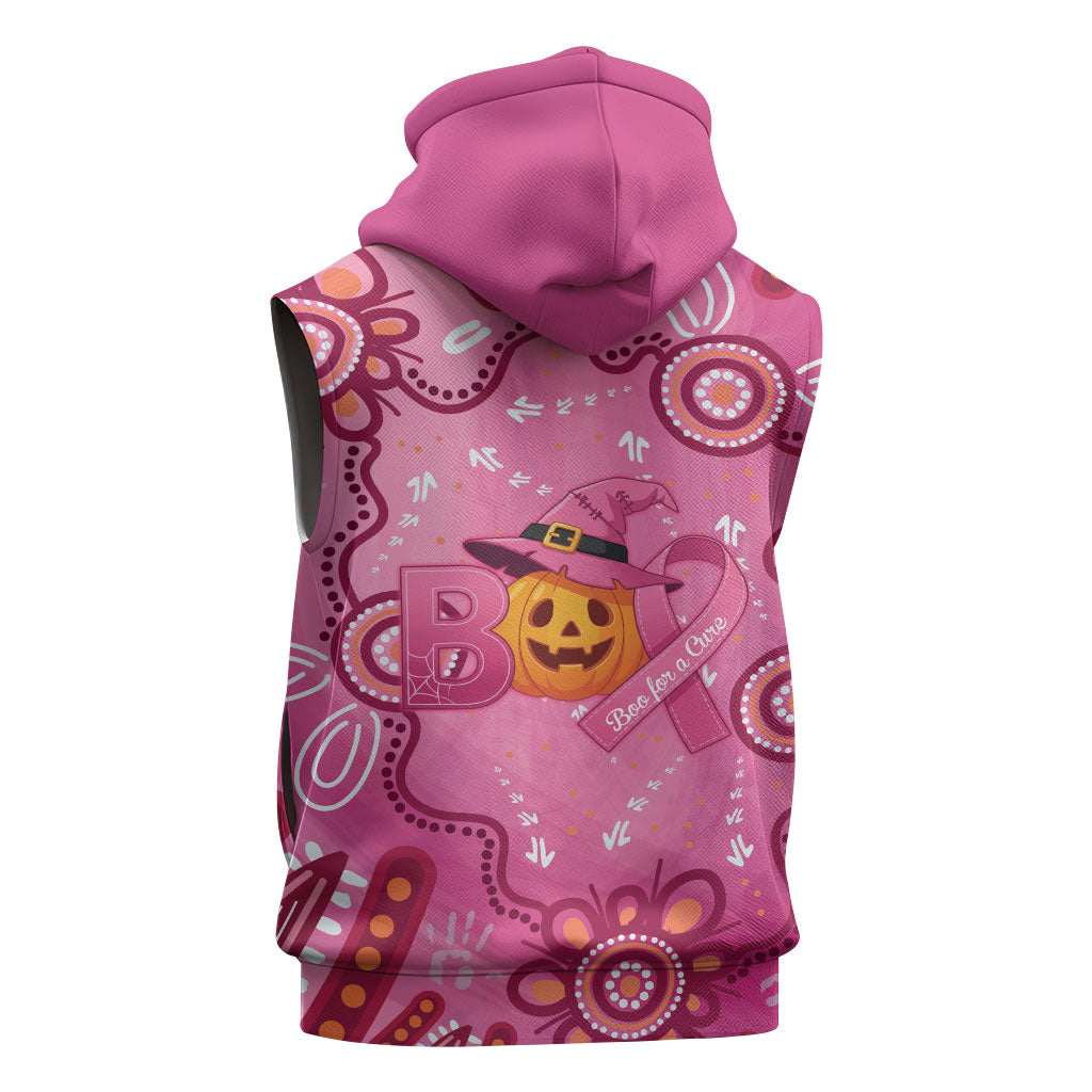 Boo for a Cure Pink Ghost Sleeveless Hoodie Aboriginal Halloween Wear Pink