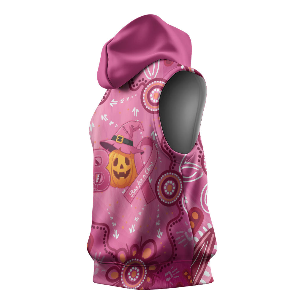 Boo for a Cure Pink Ghost Sleeveless Hoodie Aboriginal Halloween Wear Pink