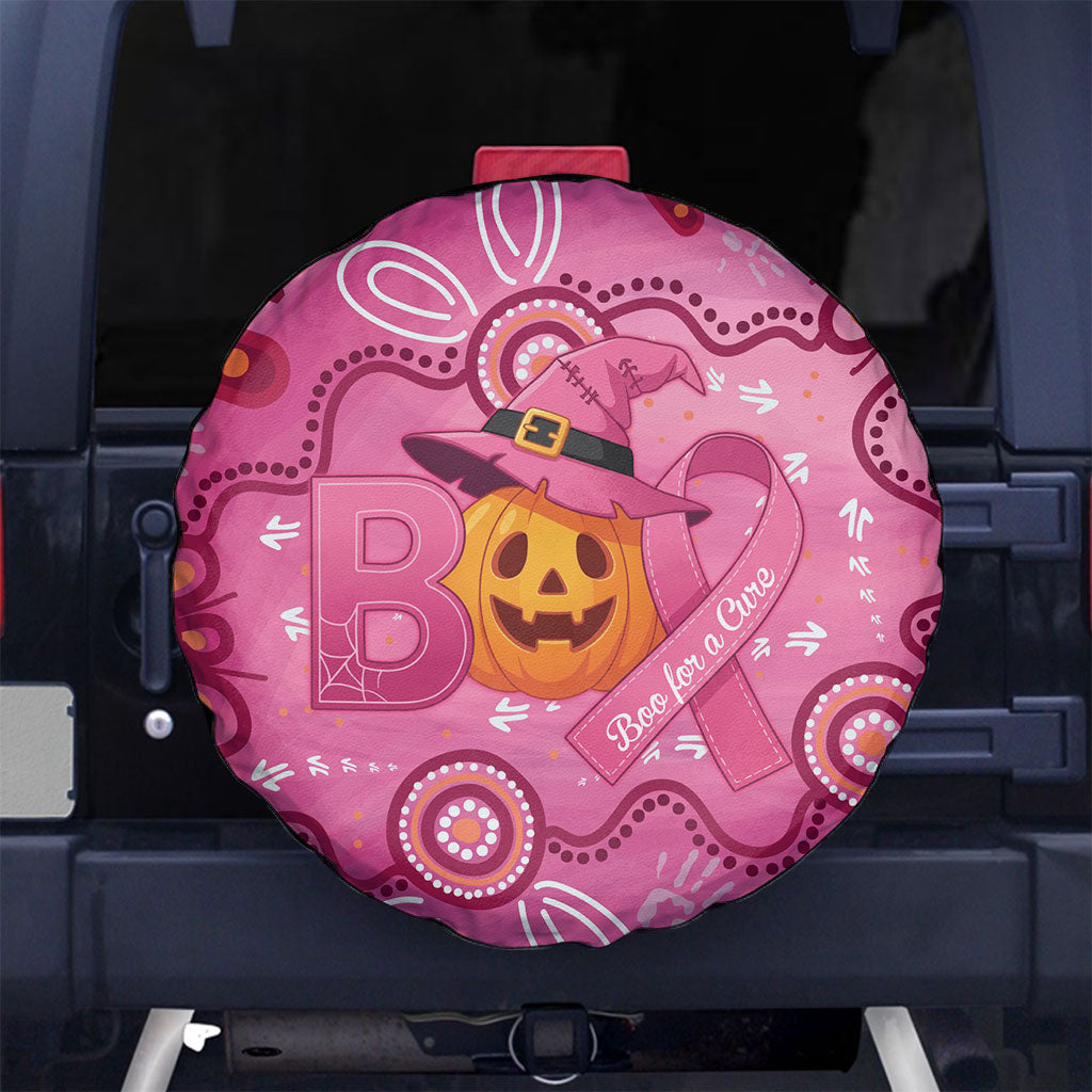 Boo for a Cure Pink Ghost Spare Tire Cover Aboriginal Halloween Wear Pink
