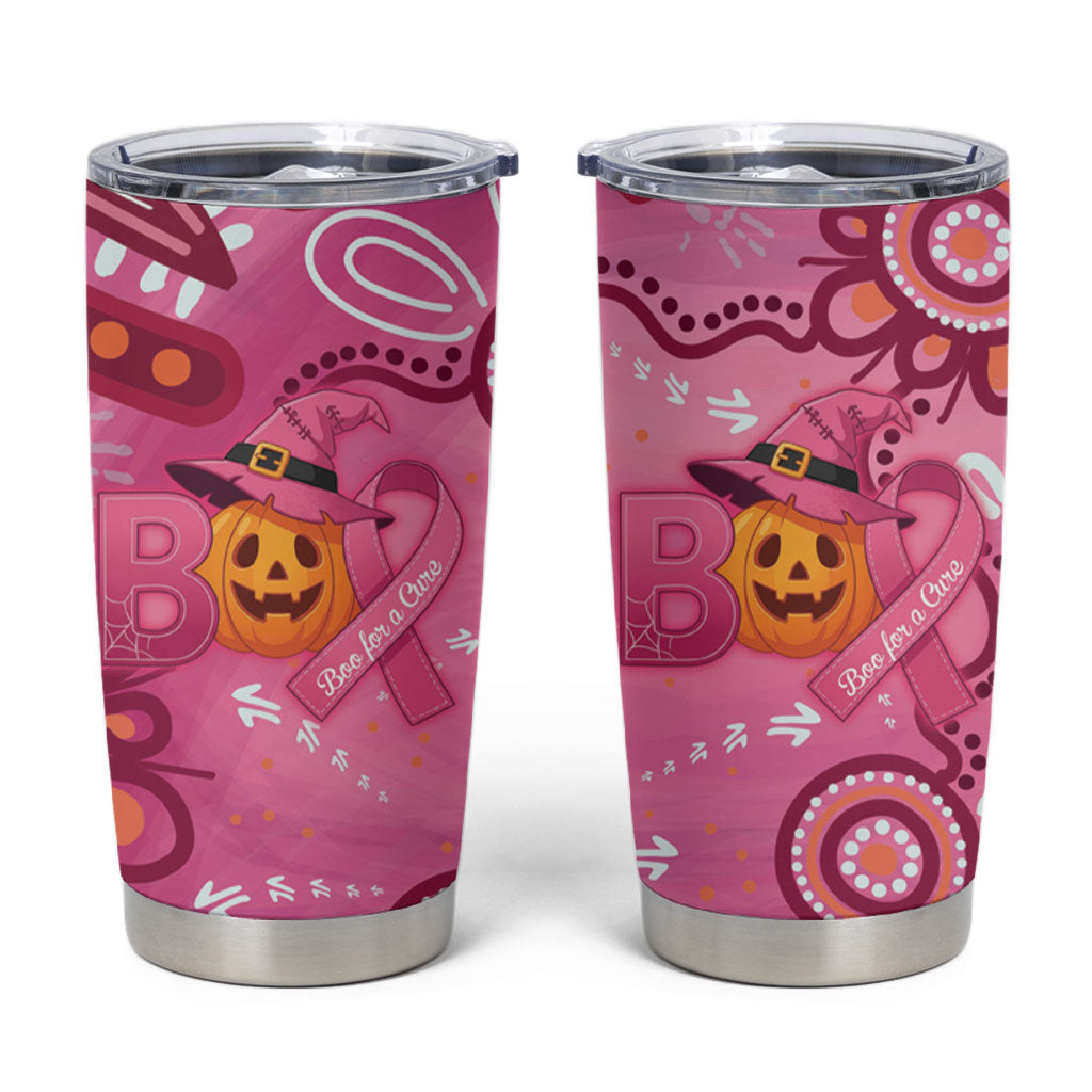 Boo for a Cure Pink Ghost Tumbler Cup Aboriginal Halloween Wear Pink