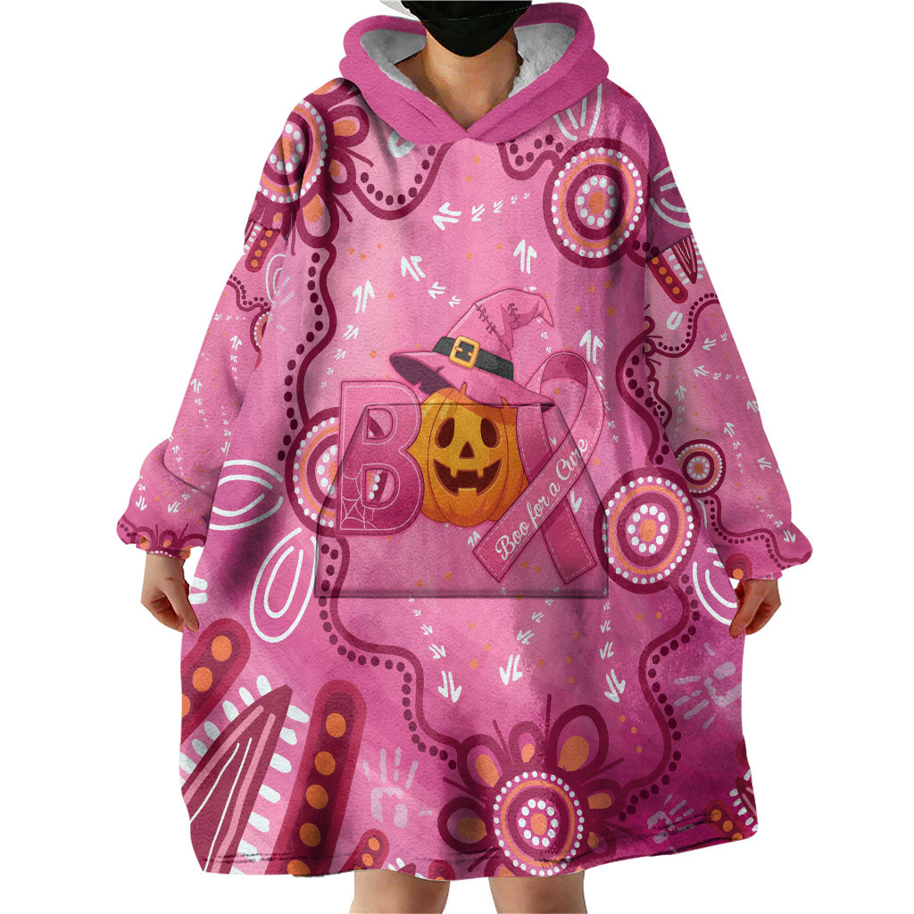 Boo for a Cure Pink Ghost Wearable Blanket Hoodie Aboriginal Halloween Wear Pink