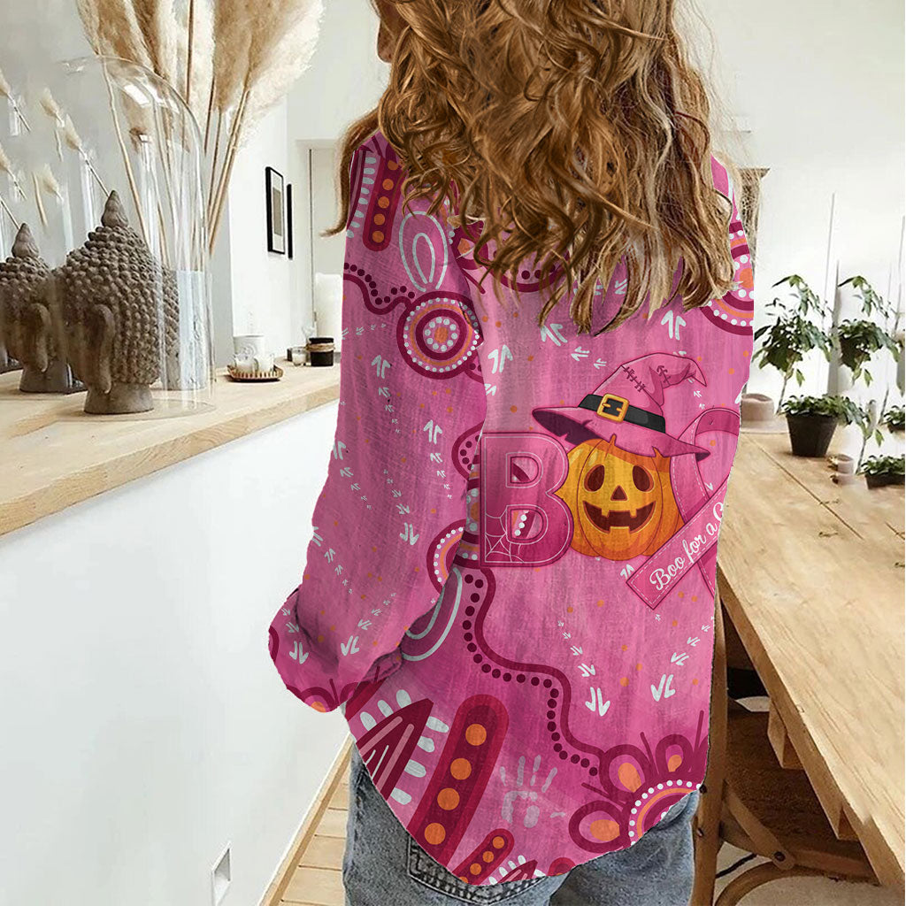 Boo for a Cure Pink Ghost Women Casual Shirt Aboriginal Halloween Wear Pink