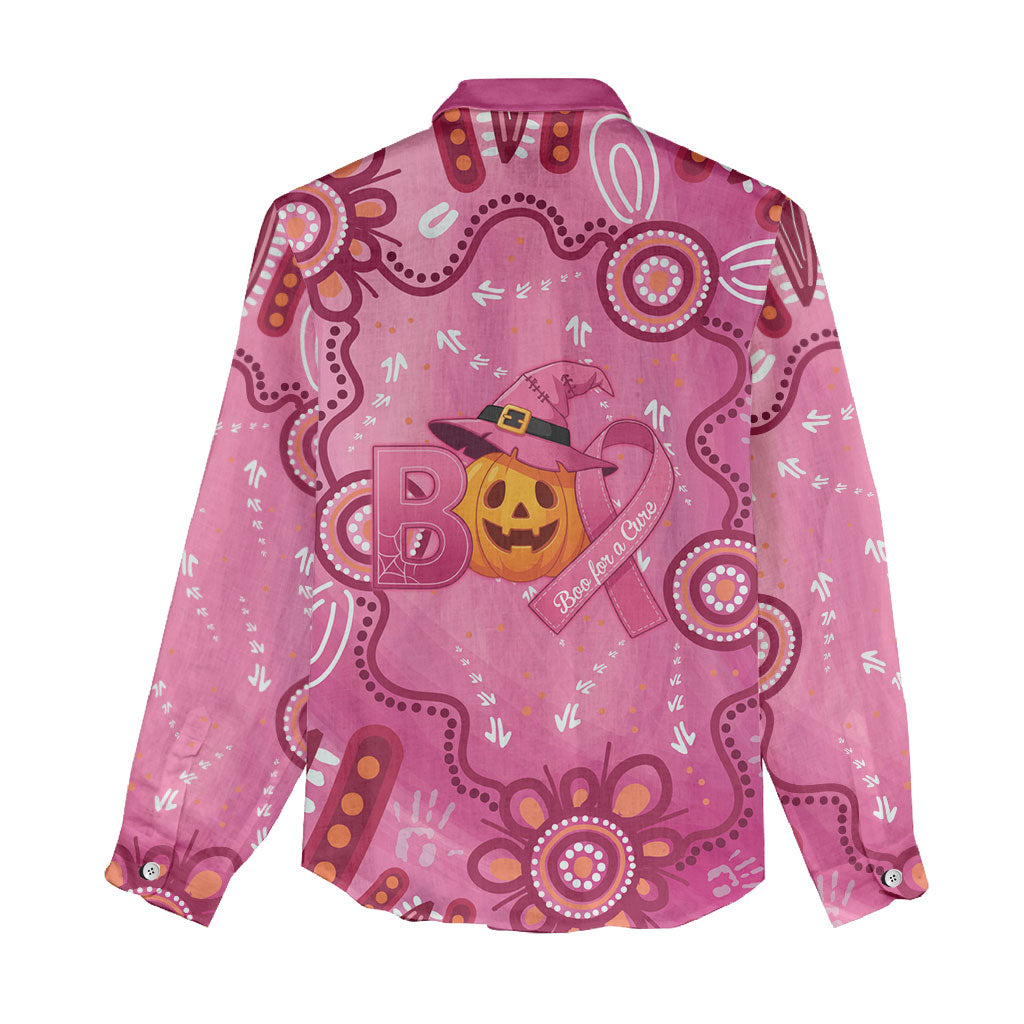 Boo for a Cure Pink Ghost Women Casual Shirt Aboriginal Halloween Wear Pink
