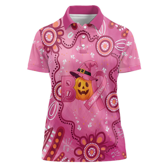 Boo for a Cure Pink Ghost Women Polo Shirt Aboriginal Halloween Wear Pink
