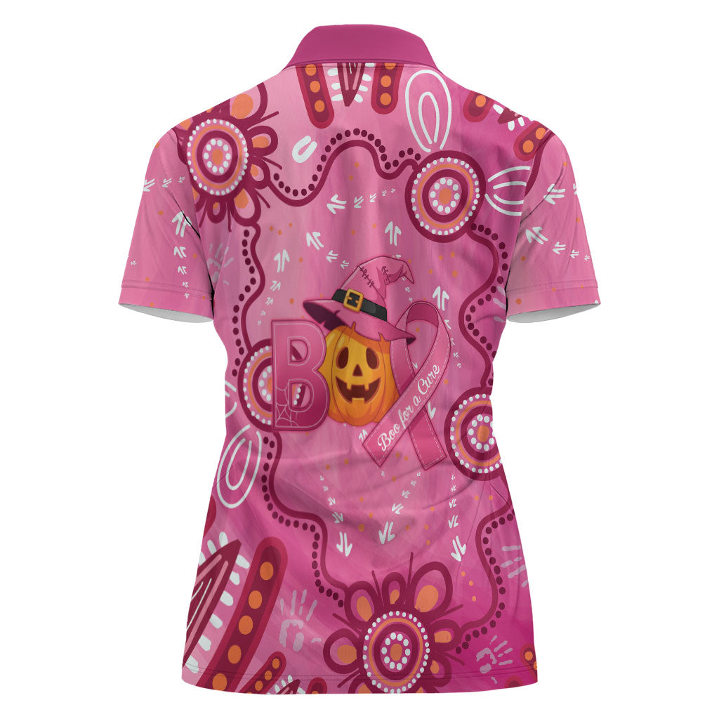 Boo for a Cure Pink Ghost Women Polo Shirt Aboriginal Halloween Wear Pink