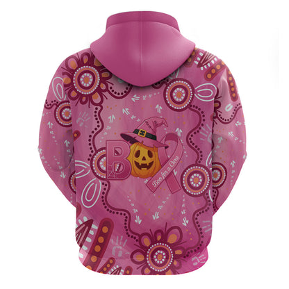 Boo for a Cure Pink Ghost Zip Hoodie Aboriginal Halloween Wear Pink