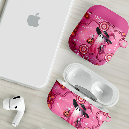 Pink Ghost Ribbon AirPods Case Aboriginal Halloween Wear Pink