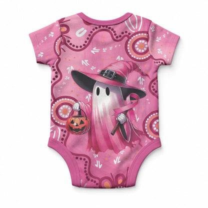 Pink Ghost Ribbon Baby Onesie Aboriginal Halloween Wear Pink