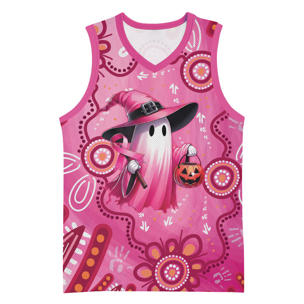 Pink Ghost Ribbon Basketball Jersey Aboriginal Halloween Wear Pink