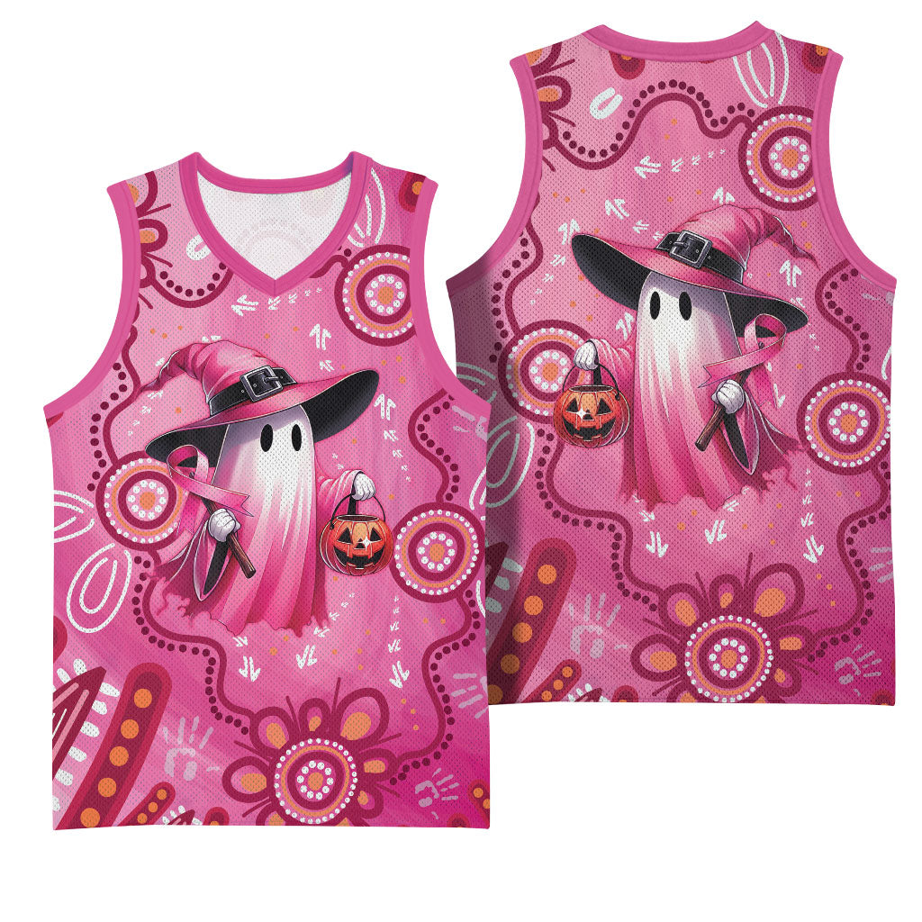 Pink Ghost Ribbon Basketball Jersey Aboriginal Halloween Wear Pink